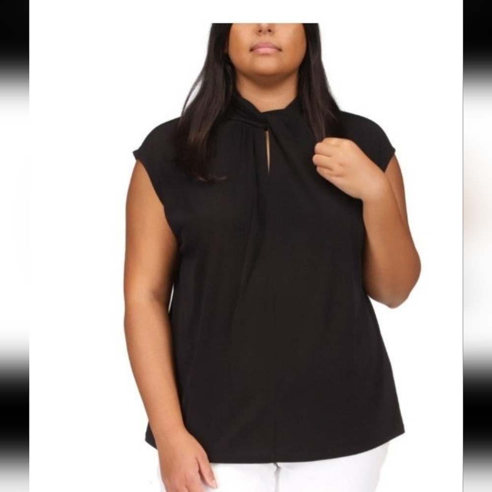 NWT Michael Kors Black Twist Neck Top Size 0x